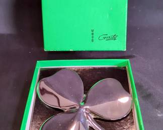 Gerity Heavy Rhodium Plated Shamrock With Irish Blessing Engraved On Back, Can Be Hung On Wall Or Used As Paperweight, Approx 4.5" x 4.5", In Box