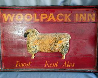 Woolpack Inn Finest Kent Ales Pub Sign with Raised Sheep