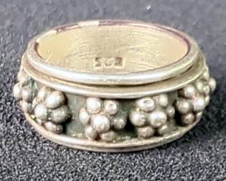 Sterling Silver Orb Ring And Floral Band, Marked 925, Sizes 5 And 6