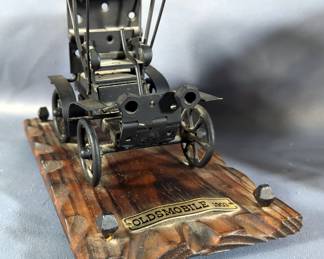 Handcrafted Metal Art Figurines - Oldsmobile, Piano, Music Box And Saw Horse
