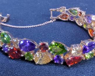 Snake Bracelet, Faux Gemstone, Marked S925, and Baroquet Colored Elastic Bracelets