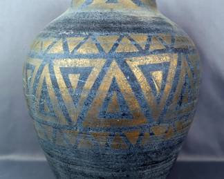 Decorative Pottery Vase with Gold Triangle Pattern
