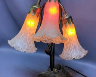 Lily Style Floral Table Lamps, Qty 2, Approx 16", Powers On