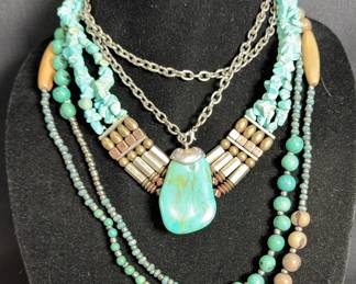 Turquoise Colored and Beaded Necklaces