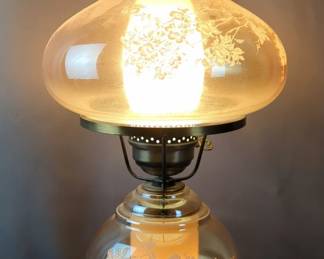Electric Hurricane Lamp with Painted Floral Detail