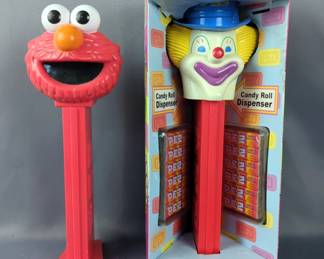 Giant Pez Candy Dispensers Elmo and Clown with Box