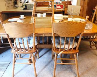 Vintage solid wood dining table and chairs
