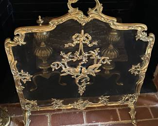 Ornate Brass Fire Screen