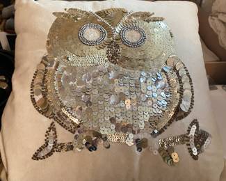 Sequined Owl Pillow