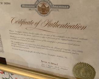 Certificate of Authentication