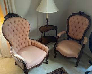 Pair of Victorian Style High Back Chairs