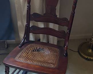 Antique Wicker Bottom Rocking Chair