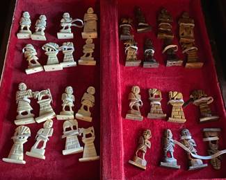 Carved Egyptian Themed Chess Set