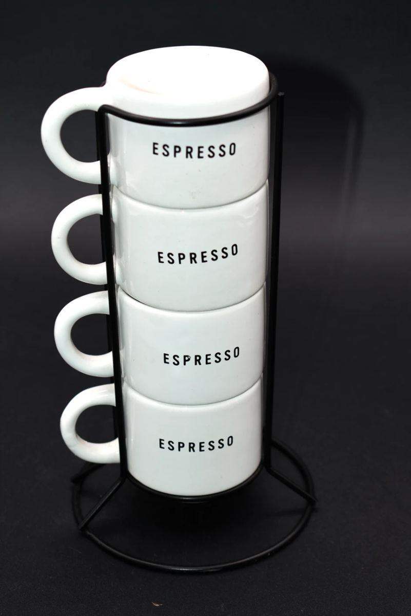 set of 4 Espresso mugs with stand