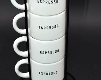 set of 4 Espresso mugs with stand