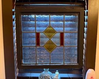 Vintage small stained glass window- asking price of $ 125.00 or best offer