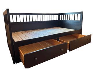 IKEA Hemnes Black Wood Captains Bed