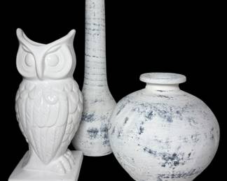 Chalk Paint Wood Vases and Owl Planter