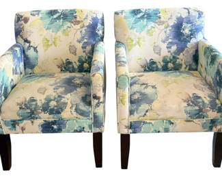 Blue Floral Occasional Chairs