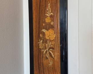Handcrafted Wooden Inlay Art – Floral Marquetry Wall Hanging