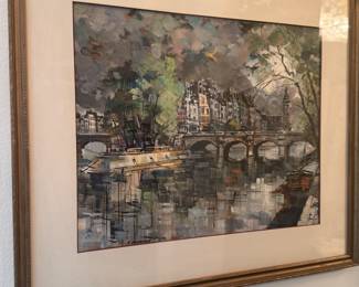 Framed Doumerque – Seine River Landscape Painting | $450