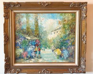 Framed E. Wagner Signed Oil on Canvas – Mid-Century European Style Artwork | $450