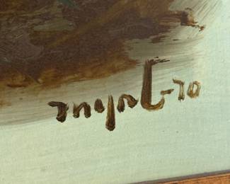 Myrl Signed 1970 Oil Painting – Mediterranean Courtyard with Fountain