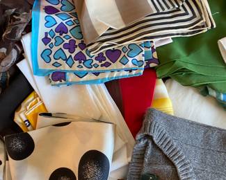 Beautiful nylon, silk, and polyester scarfs