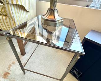 Mid Century Modern Nesting Tables – Set of 3 Glass Top Side Tables with Brass/Metal Frames