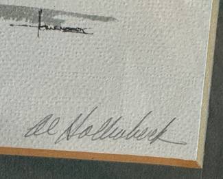 Ed Hollenbeck 1977 Signed Print – Old Water Tower Chicago Landmark Art