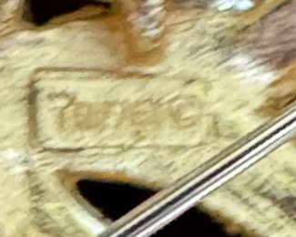 Authentic Trifari Jewelry Mark – Close-Up of Signature on Vintage Faux Pearl Brooch & Earrings