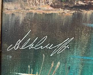 Althoff 1974 Signed Oil Painting – Woodland Stream with Reflections