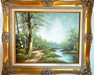 Framed R. Wilson Signed Painting – Mid-Century Landscape Wall Décor | $450