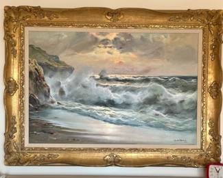 Vintage Guido Odierna Marine Art – Coastal Seascape with Crashing Surf $1500