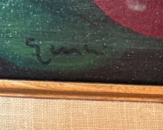 Signed 1976 Eine Still Life Oil – Apple and Lemon Painting Collectible Artwork