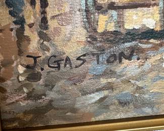 Framed 1979 J. Gaston Painting – Parisian Impressionist Style Artwork