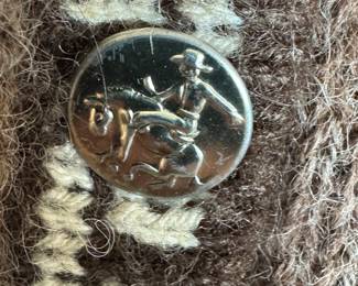 Retro Western Knit Sweater with Novelty Cowboy Buttons – Collectible Mohair Cardigan