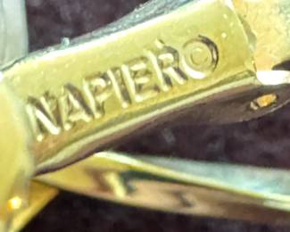 Signed Napier Gold-Tone Hoop Earrings Screw Back Costume Jewelry