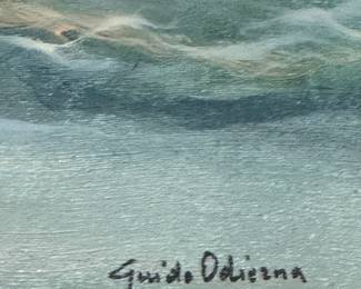 Signed Guido Odierna Seascape Oil Painting – Dramatic Waves & Rocky Shore