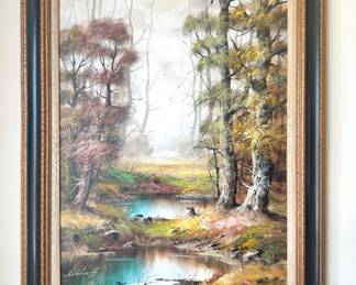 Framed 1974 Althoff Oil on Canvas – Mid-Century Nature Artwork | $500