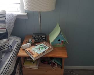 Nightstand/end table - four available in total; table lamp