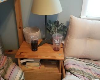 Nightstand/end table - four available in total; table lamp