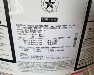Bradford White 50-gallon GAS hot water heater