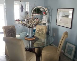 Lower unit: Ceiling fan with light. 6 upholstered palm tree chairs