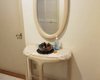 Demilune foyer table & matching mirror