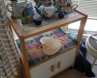 Microwave cart; teapot collection