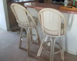 Rattan bar stools - two available