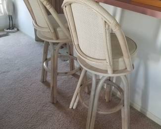 Rattan bar stools - two available