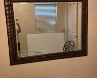 Large Rectangle Framed Wood Wall Hanging Mirror