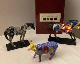 Two Painted Ponies And A Painted Cow